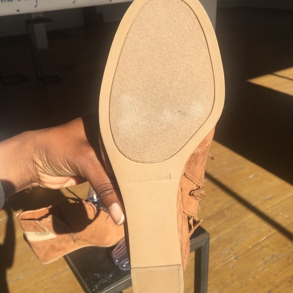 American Heritage Faux Suede Brown Open Toes Thick heel Sandals - Picture 7 of 7